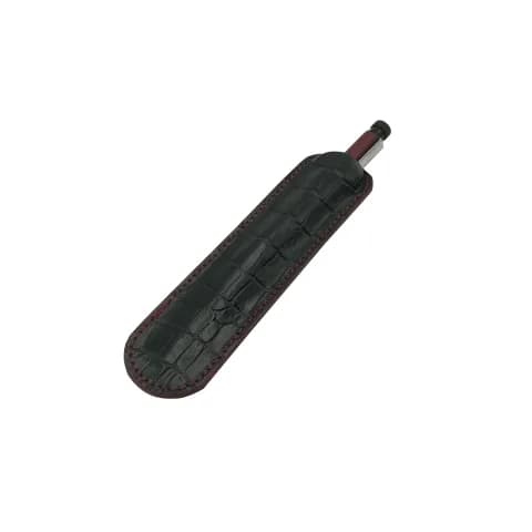 Etui, din piele naturala pentru un instrument de scris, croco turcoaz