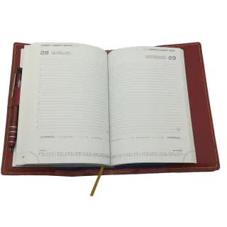 Husa de piele naturala pentru agenda standard, Tolby Valenti, 23 x 17 x 1 cm, rosie - 2
