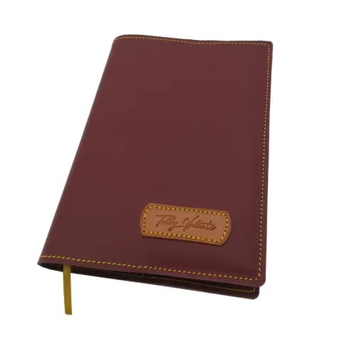 Husa de piele naturala pentru agenda standard, Tolby Valenti, 23 x 17 x 1 cm, visinie