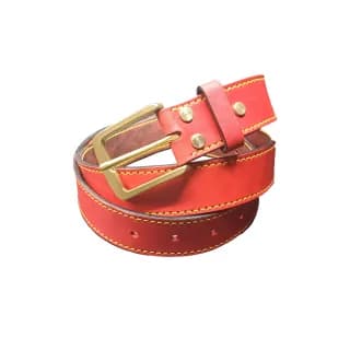 Curea Premium pentru Barbati din Piele Naturala, Rosie, Catarama din Alama, realizata manual, Lungime 140 cm, Latime 4cm, Grosime 4 mm - 6