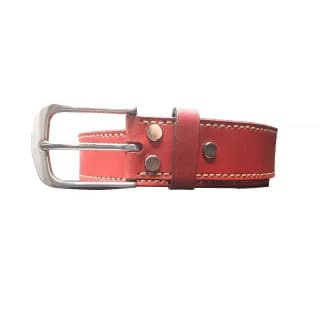 Curea Premium pentru Barbati din Piele Naturala, Rosie, Catarama din Otel, realizata manual, Lungime 140 cm, Latime 4cm, Grosime 4 mm - 2