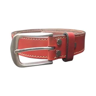 Curea Premium pentru Barbati din Piele Naturala, Rosie, Catarama din Otel, realizata manual, Lungime 140 cm, Latime 4cm, Grosime 4 mm - 3