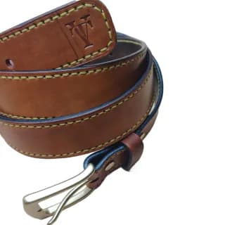 Curea Premium pentru Barbati din Piele Naturala, Maro, Catarama din Alama, realizata manual, Lungime 140 cm, Latime 3.5cm, Grosime 4 mm - 3