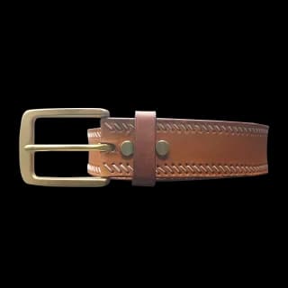 Curea de LUX pentru Barbati din Piele Naturala, Maro, Catarama din Alama, realizata manual, Lungime 140 cm, Latime 4cm, Grosime 4 mm - 2