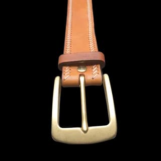 Curea de LUX pentru Barbati din Piele Naturala, Maro, Catarama din Alama, realizata manual, Lungime 140 cm, Latime 4cm, Grosime 4 mm - 3