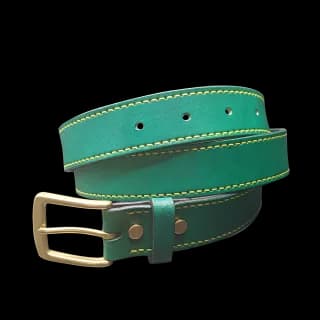 Curea Premium pentru Barbati din Piele Naturala, Verde, Catarama din Alama, realizata manual, Lungime 140 cm, Latime 3.5cm, Grosime 4 mm - 3