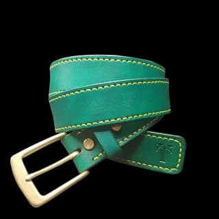 Curea Premium pentru Barbati din Piele Naturala, Verde, Catarama din Alama, realizata manual, Lungime 140 cm, Latime 3.5cm, Grosime 4 mm - 4