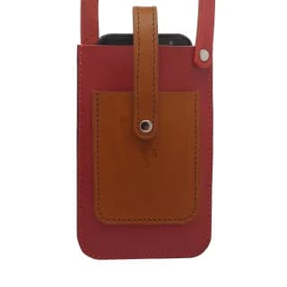 Husa Travel Telefon din Piele Naturala, Rosie, Tolby Valenti cu Prindere de Gat, 17 x 11 x 0.5 cm - 3