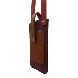 Husa Travel Telefon din Piele Naturala, Bordeaux, Tolby Valenti cu Prindere de Gat, 17 x 11 x 0.5 cm - 2