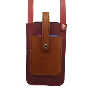 Husa Travel Telefon din Piele Naturala, Bordeaux, Tolby Valenti cu Prindere de Gat, 17 x 11 x 0.5 cm - 4
