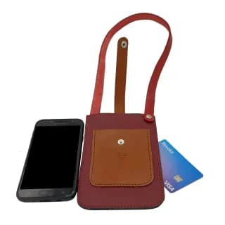 Husa Travel Telefon din Piele Naturala, Bordeaux, Tolby Valenti cu Prindere de Gat, 17 x 11 x 0.5 cm - 6