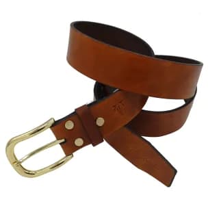 Curea pentru Barbati din Piele Naturala, Maro, Catarama Aurie, realizata manual, Lungime 140 cm, Latime 4cm, Grosime 4 mm - 4