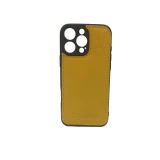 Husa Compatibila Iphone 16 Pro Max, Galben/Negru din Silicon si Piele Naturala - 1