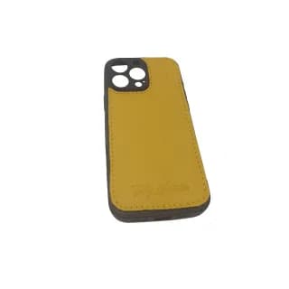 Husa Compatibila Iphone 16 Pro Max, Galben/Negru din Silicon si Piele Naturala - 2