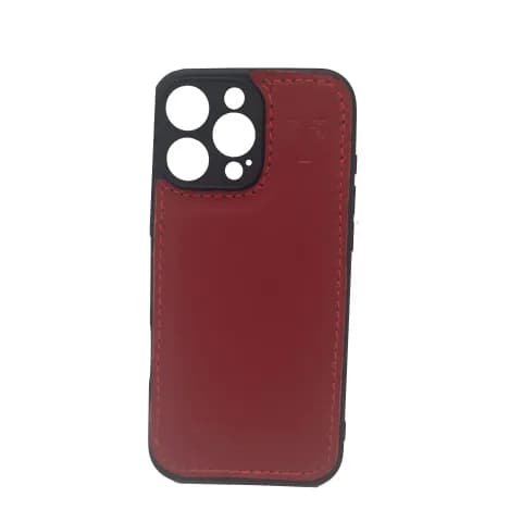 Husa Compatibila Iphone 16 Pro Max, Rosie/Negru din Silicon si Piele Naturala