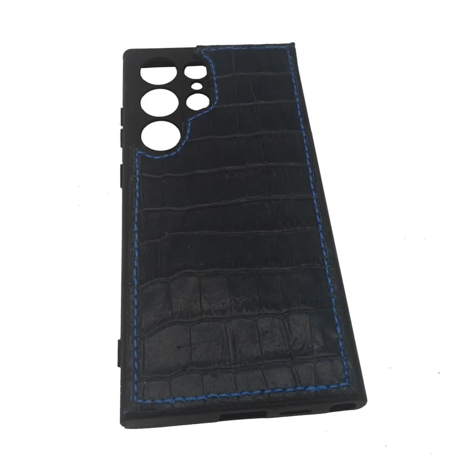 Husa Compatibila Samsung Galaxy S24 Ultra din Silicon cu Piele Naturala Croco