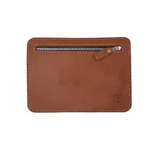 Pouch slim Tolby Valenti cu fermoar, din piele naturala, golden, 21cm x 15 cm x 0,5 cm - 1