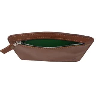 Pouch slim Tolby Valenti cu fermoar, din piele naturala, golden, 21cm x 15 cm x 0,5 cm - 3