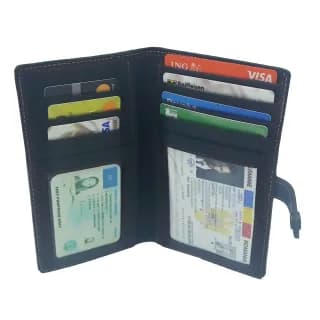 Portofel lung Tolby Valenti, Negru, din Piele Naturala cu Fereastra Buletin si Permis, 10,5 x 18 x 1 cm - 2