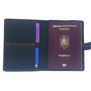 PortPasaport Tolby Valenti, Negru din piele naturala 14 x 11 x 0,8 cm - 2
