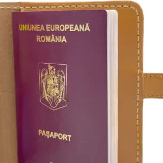 PortPasaport Tolby Valenti, Maro Cognac din Piele Naturala 14 x 11 x 1 cm - 5
