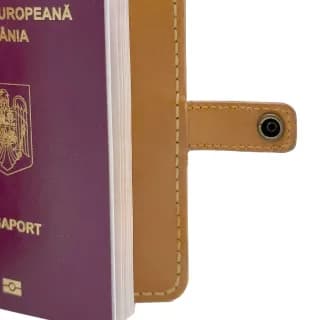PortPasaport Tolby Valenti, Maro Cognac din Piele Naturala 14 x 11 x 1 cm - 6