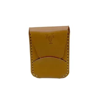 Port Card cu clapeta, Tolby Valenti, din Piele Naturala Maro Cognac, 9,5 x 7 x 0,5 cm
