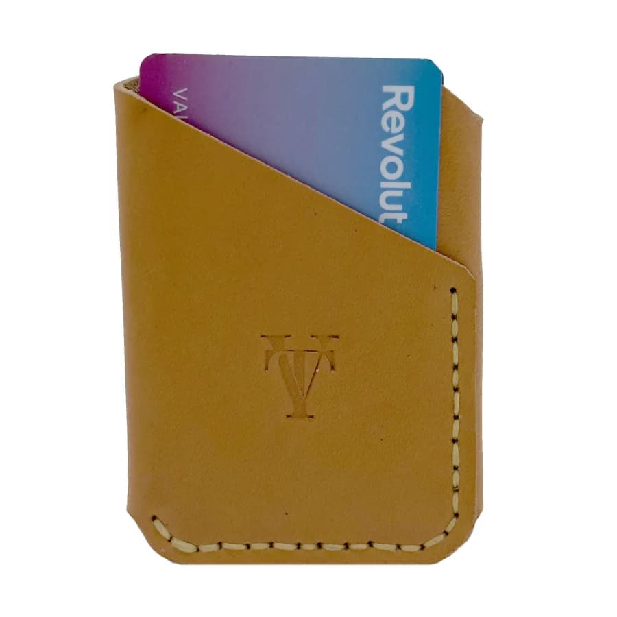 Port Card Minimalist din Piele Naturala, Maro Cognac, Tolby Valenti 9,5 x 6,5 x 0,5 cm
