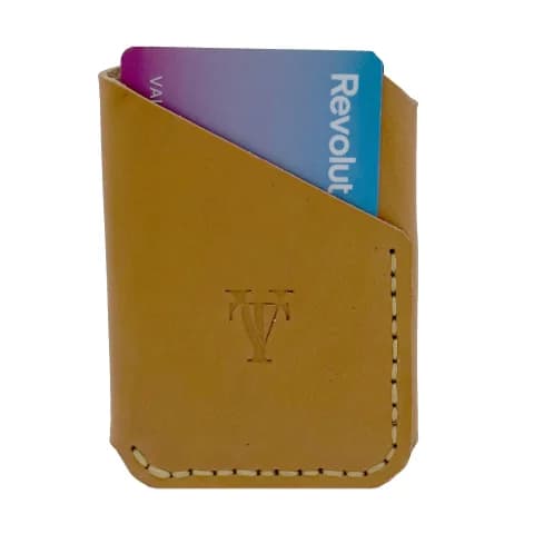 Port Card Minimalist din Piele Naturala, Maro Cognac, Tolby Valenti 9,5 x 6,5 x 0,5 cm