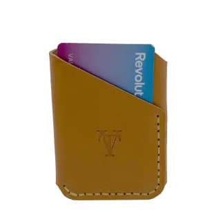 Port Card Minimalist din Piele Naturala, Maro Cognac, Tolby Valenti 9,5 x 6,5 x 0,5 cm - 2