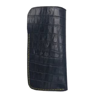 Etui Ochelari Croco Bleumarin din Piele Naturala cu suport pentru laveta 17 x 8 x 2, 5 cm - 3