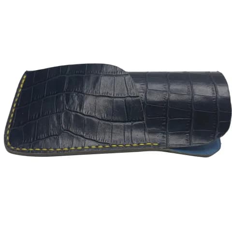 Etui Ochelari Croco Bleumarin din Piele Naturala cu suport pentru laveta 17 x 8 x 2, 5 cm