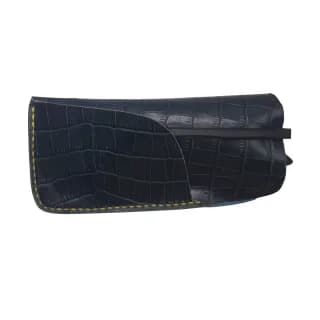 Etui Ochelari Croco Bleumarin din Piele Naturala cu suport pentru laveta 17 x 8 x 2, 5 cm - 2