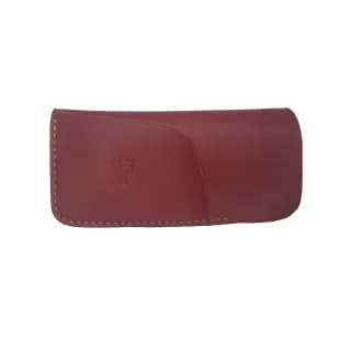 Etui Ochelari Rosu din Piele Naturala cu suport pentru laveta 17 x 8 x 2, 5 cm