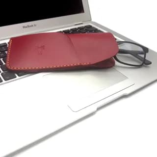 Etui Ochelari Rosu din Piele Naturala cu suport pentru laveta 17 x 8 x 2, 5 cm - 3