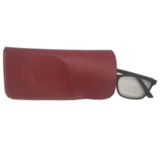 Etui Ochelari Rosu din Piele Naturala cu suport pentru laveta 17 x 8 x 2, 5 cm - 4