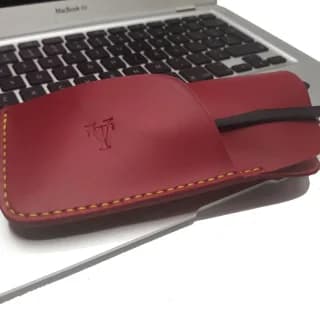 Etui Ochelari Rosu din Piele Naturala cu suport pentru laveta 17 x 8 x 2, 5 cm - 6