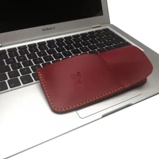Etui Ochelari Rosu din Piele Naturala cu suport pentru laveta 17 x 8 x 2, 5 cm - 10