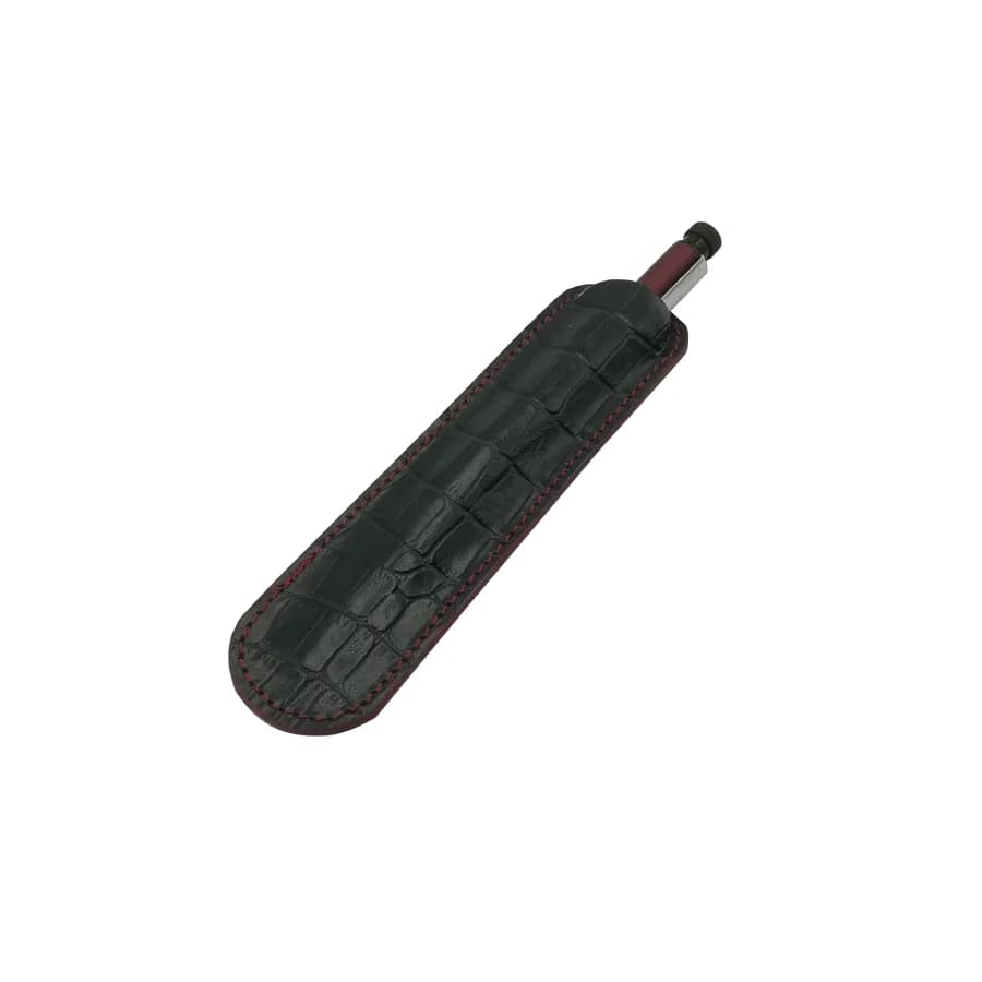 Etui, din piele naturala pentru un instrument de scris, croco turcoaz