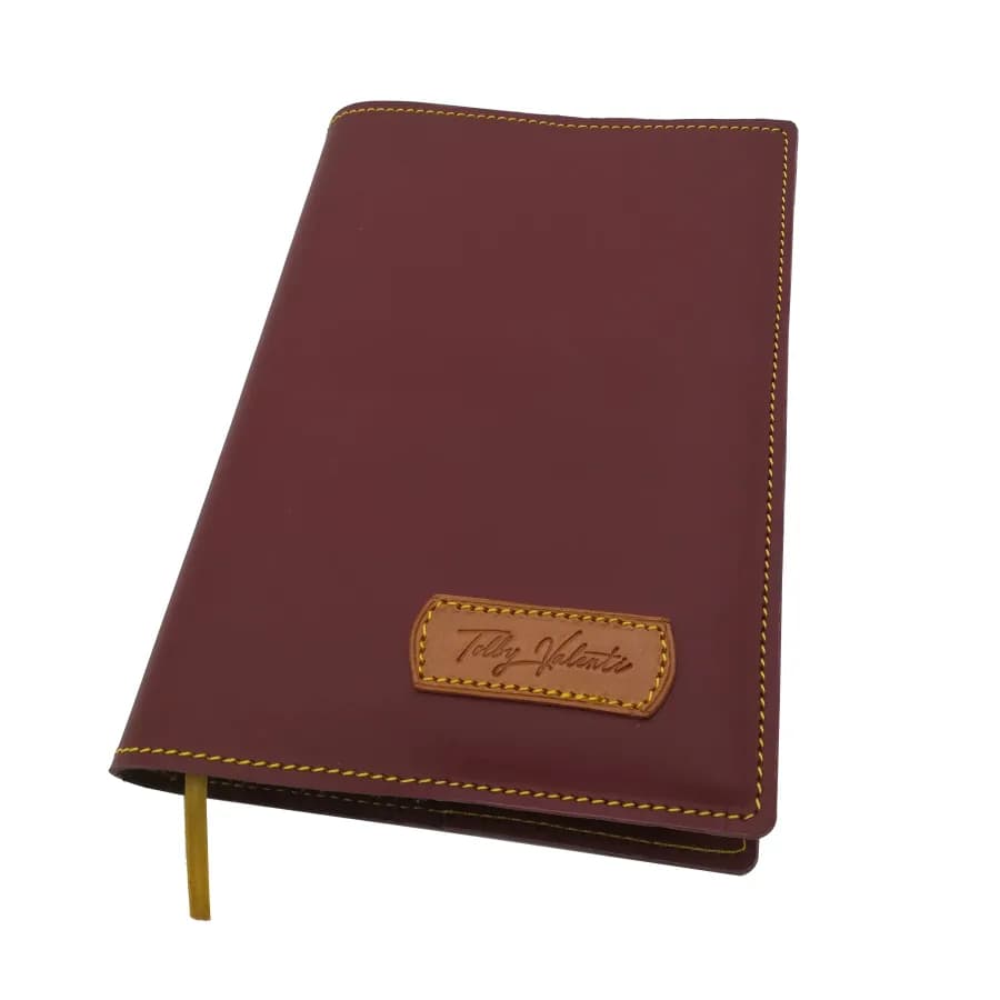 Husa de piele naturala pentru agenda standard, Tolby Valenti, 23 x 17 x 1 cm, visinie