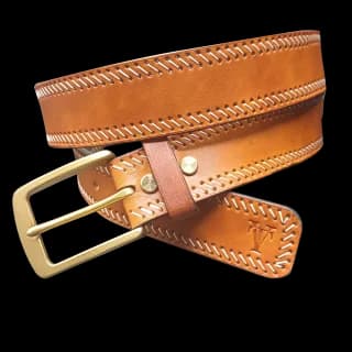 Curea de LUX pentru Barbati din Piele Naturala, Maro, Catarama din Alama, realizata manual, Lungime 140 cm, Latime 4cm, Grosime 4 mm