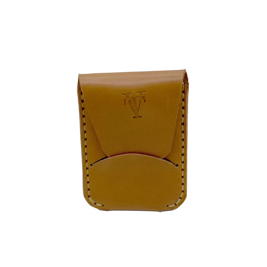 Port Card cu clapeta, Tolby Valenti, din Piele Naturala Maro Cognac, 9,5 x 7 x 0,5 cm