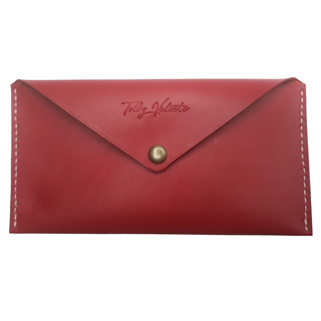Plic pentru bani, Rosu, Tolby Valenti din piele naturala 21cm x 11,5 cm x 0,5 cm - imagine 4