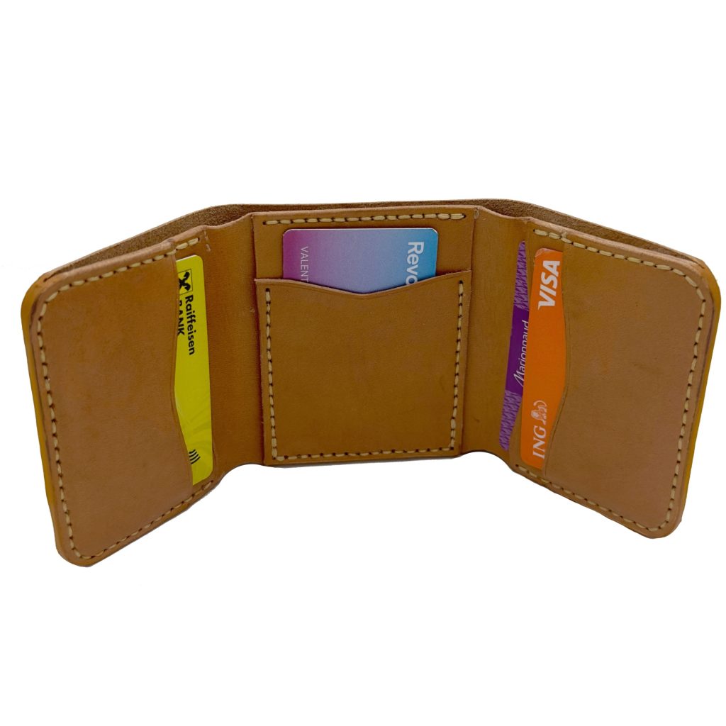 Portofel Trifold Maro Cognac , Tolby Valenti din Piele Naturala 26 x 10 x 2 cm - imagine 6